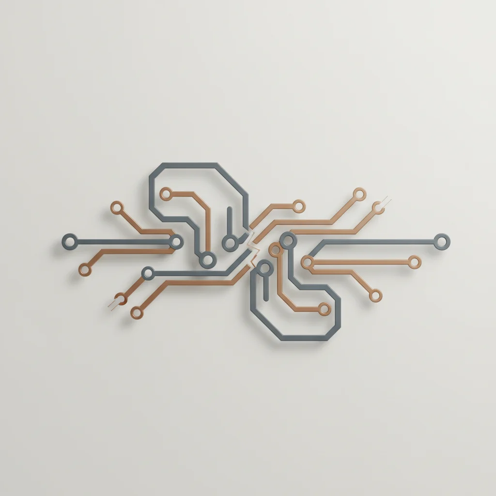 Editorial illustration showing complex network nodes with fragmented circuits symbolizing broken redirect paths