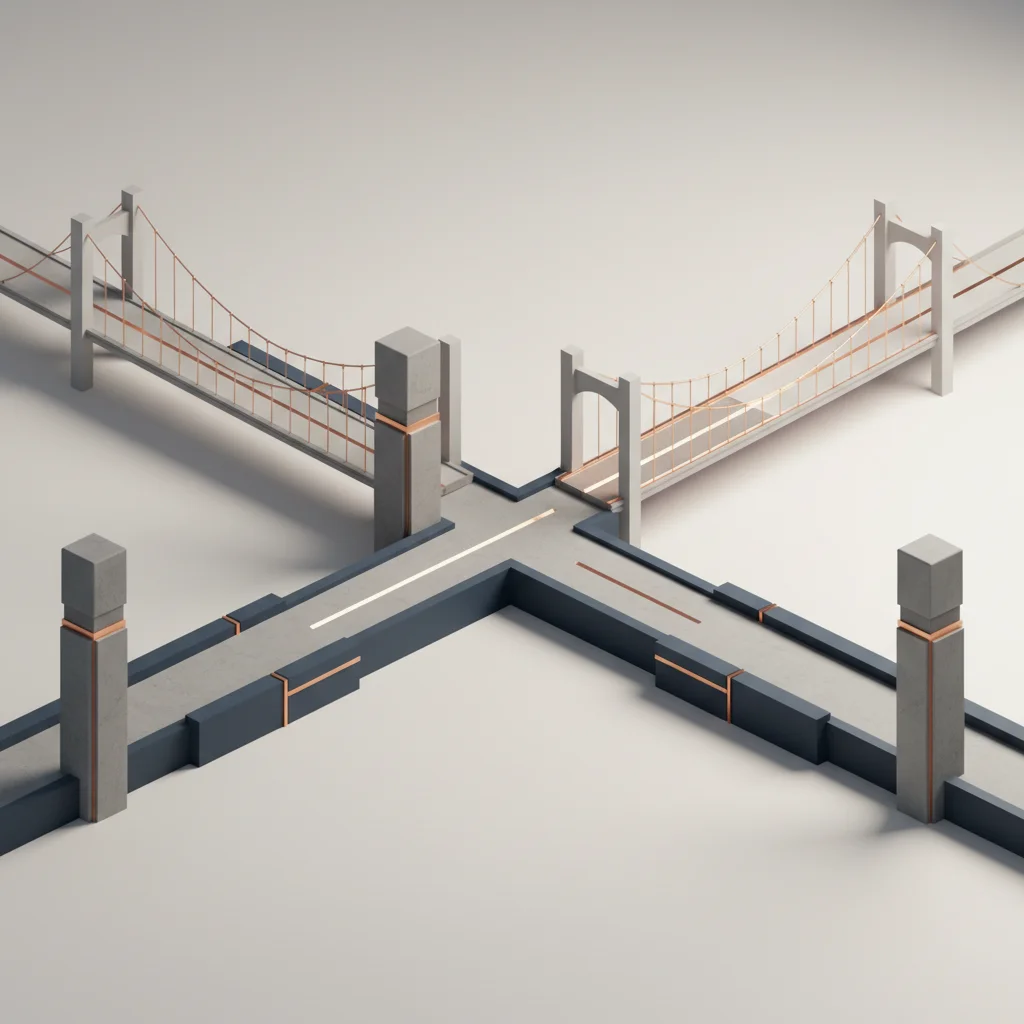Minimalist editorial illustration showing dual data pathways symbolizing permanent and temporary digital routing