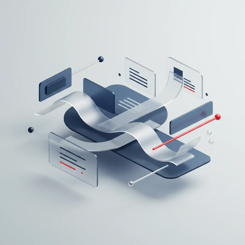 Minimalist analytical waves and data tracks intersecting on a cool blue dashboard background