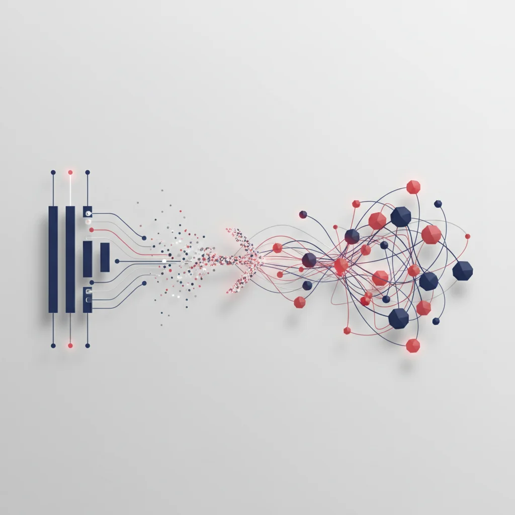 Abstract multi-layered neural network connecting clean data nodes