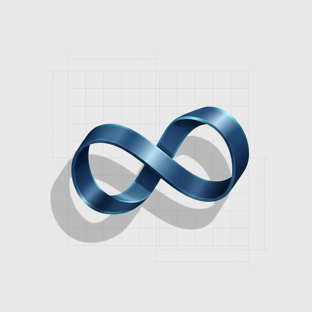A professional, symbolic editorial illustration of a non-linear loop structure in deep corporate blue and slate tones, showing a fluid pathway turning back on itself, symbolizing continuous iteration and adaptability.