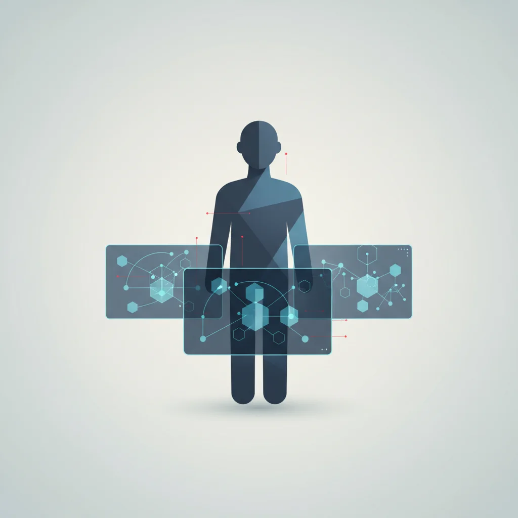 A symbolic editorial illustration depicting professional evaluation of artificial intelligence rendering architectures and data flows.