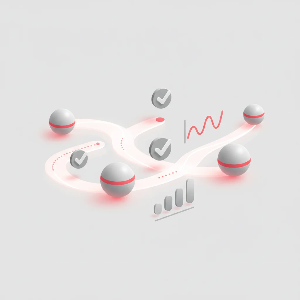 Abstract analytical dashboard elements with glowing metrics representing uptime, low latency, and audio quality scores