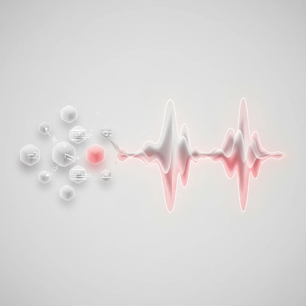 A symbolic abstract representation of neural pathways transforming digital text nodes into fluent acoustic soundwaves