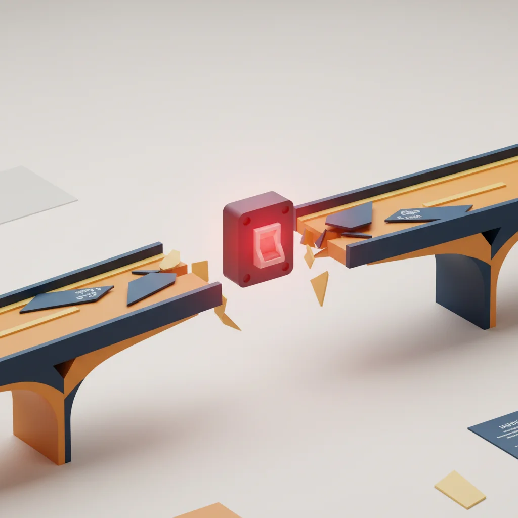 An editorial illustration showing a network path with latency spikes and circuit breaker patterns stopping a cascading failure
