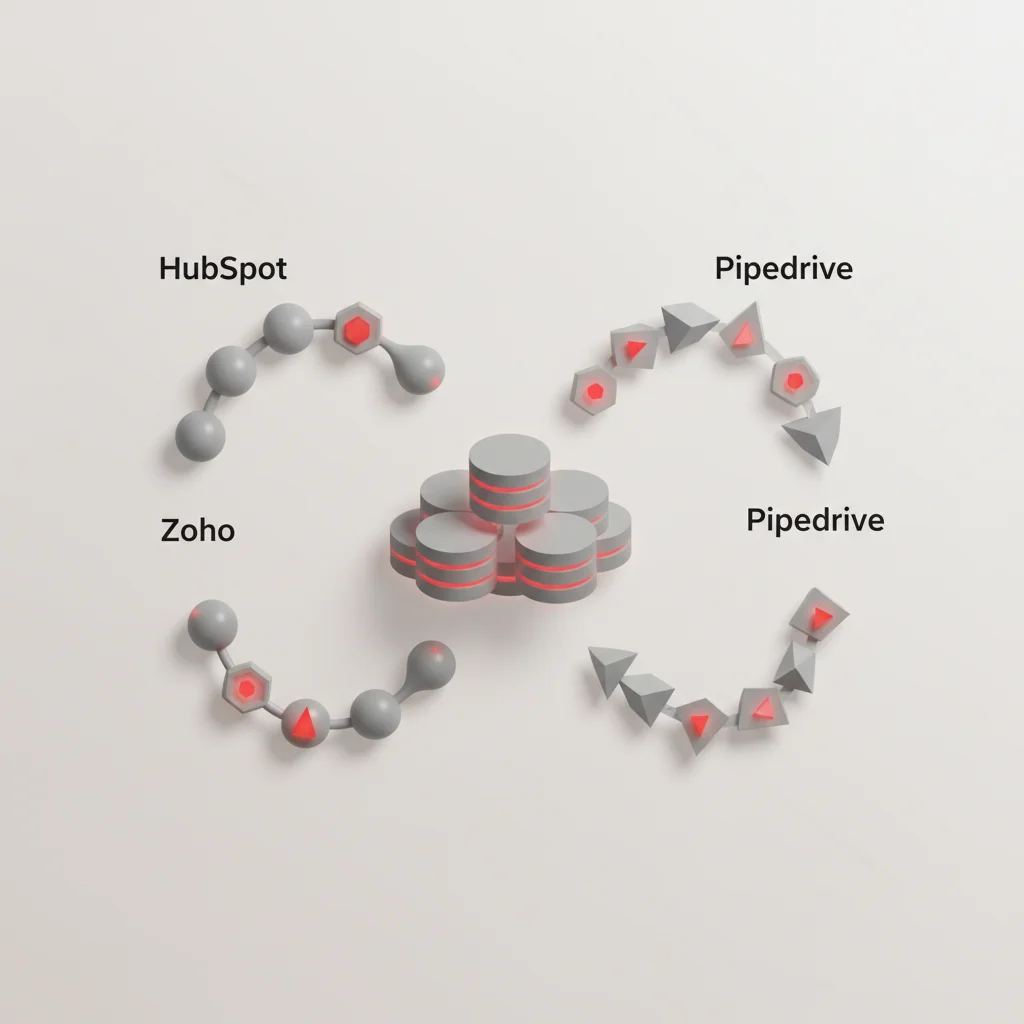 Abstract schematic diagram comparing visual customer pipeline pipelines and database profiles