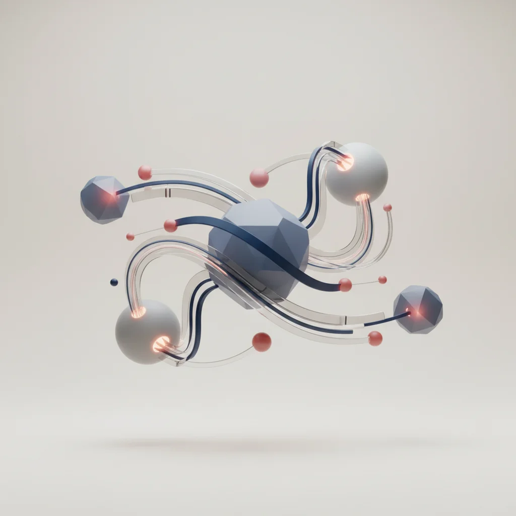 A professional, abstract corporate visual illustrating digital global connections and multi-layered neural network streams.