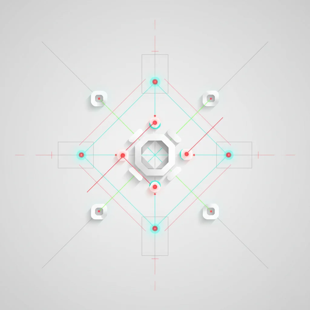 An abstract editorial illustration showing precise measurement grids, data nodes, and analytical patterns in a 16:9 landscape layout.