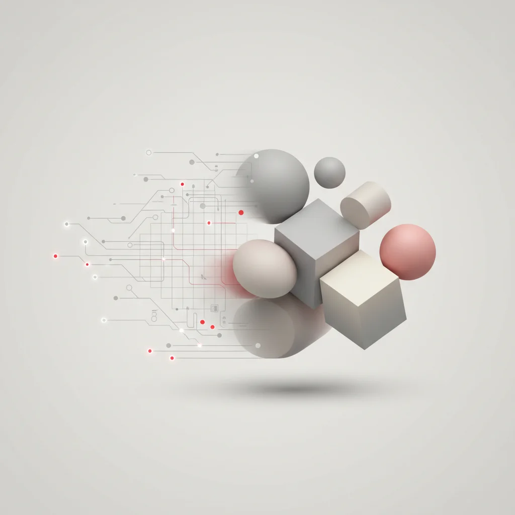 An elegant symbolic editorial graphic depicting a gradient transition from structured mathematical formulas to clean visual interfaces.