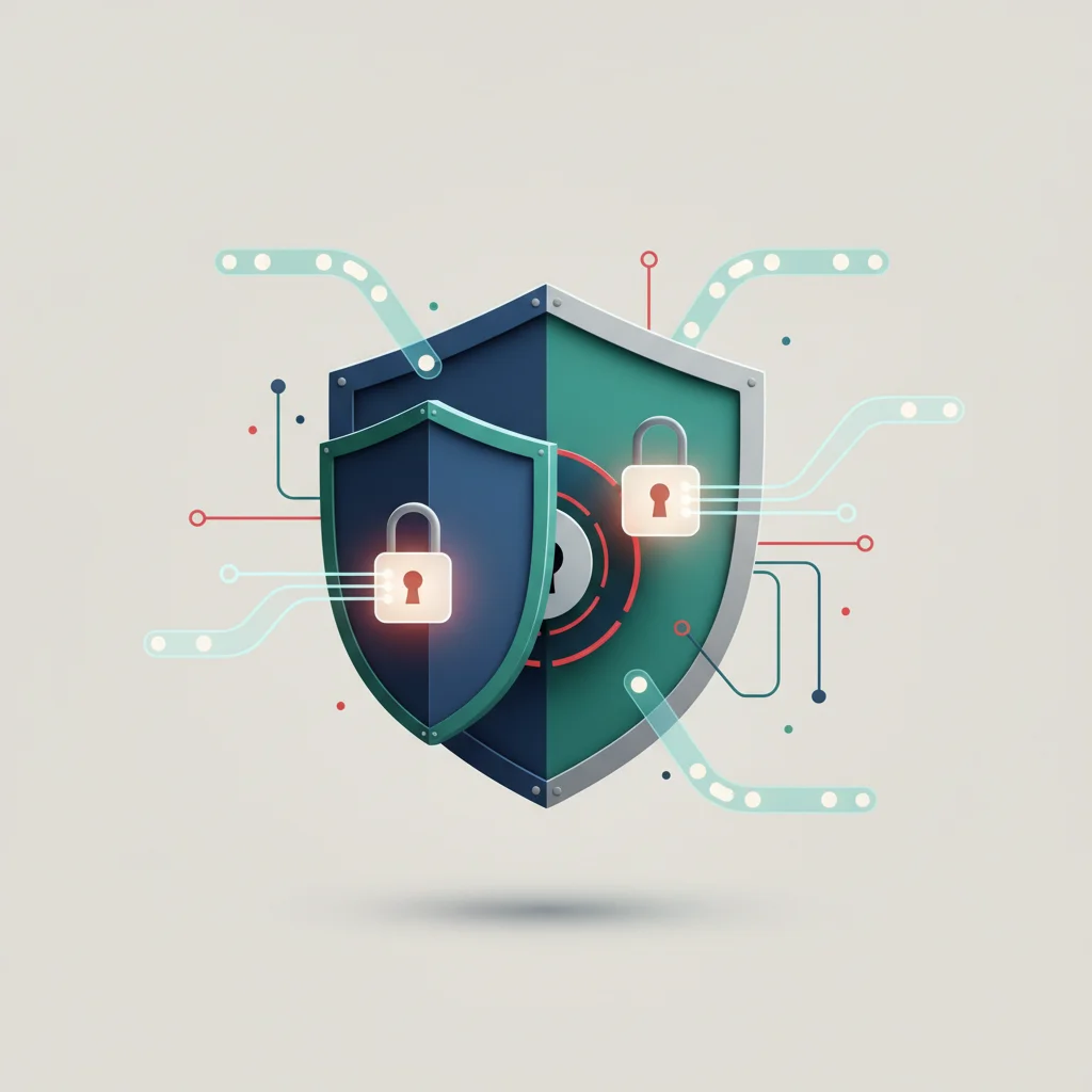Abstract corporate cyber security graphic highlighting secure tokenization nodes and cryptographic layers