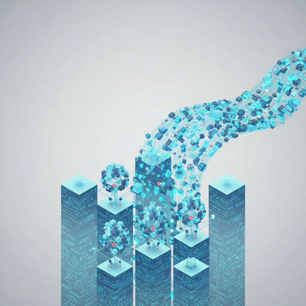 A conceptual illustration representing key foundations of computer science including data structures and algorithmic logic
