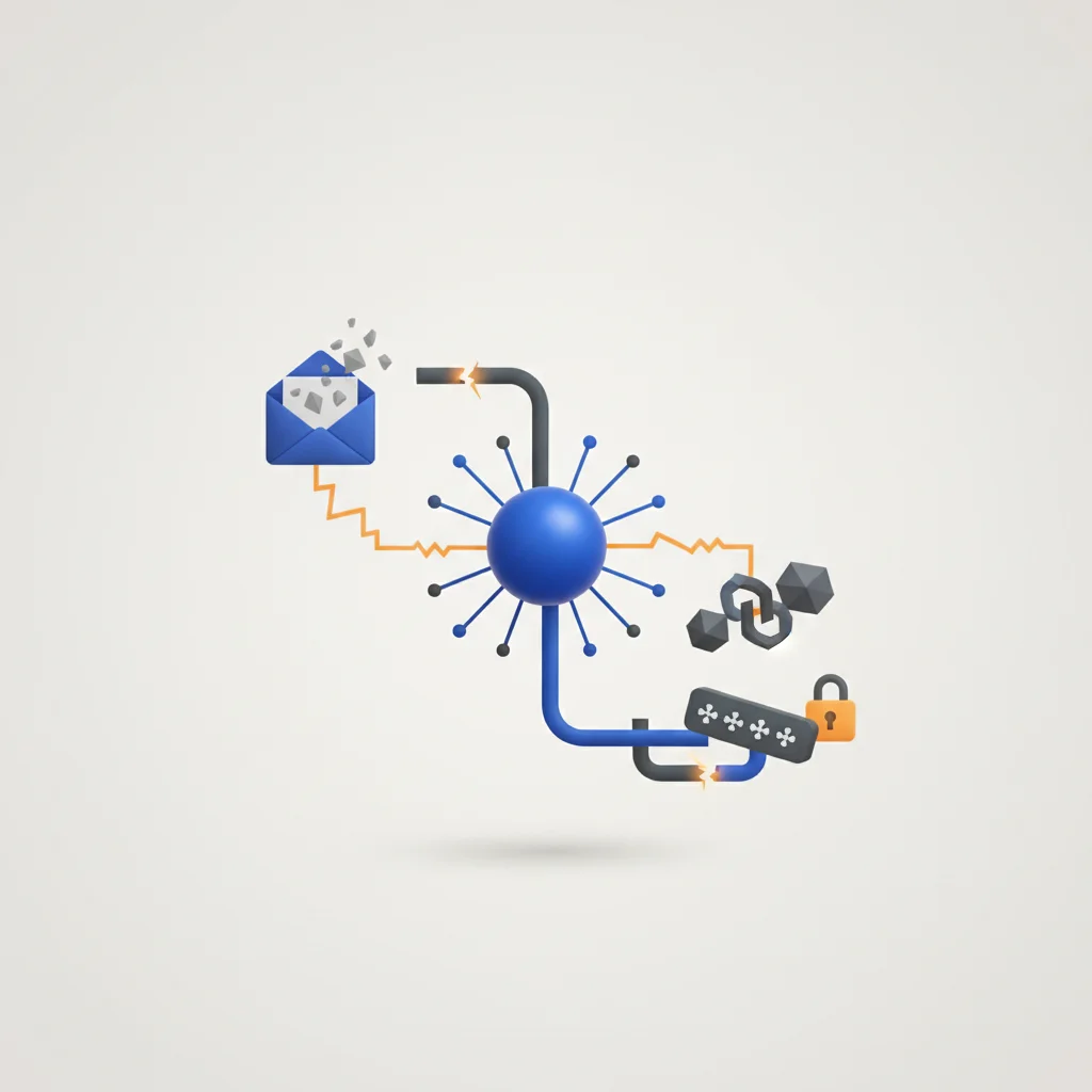 A symbolic editorial design illustrating the classification of digital threats targeting human actions.