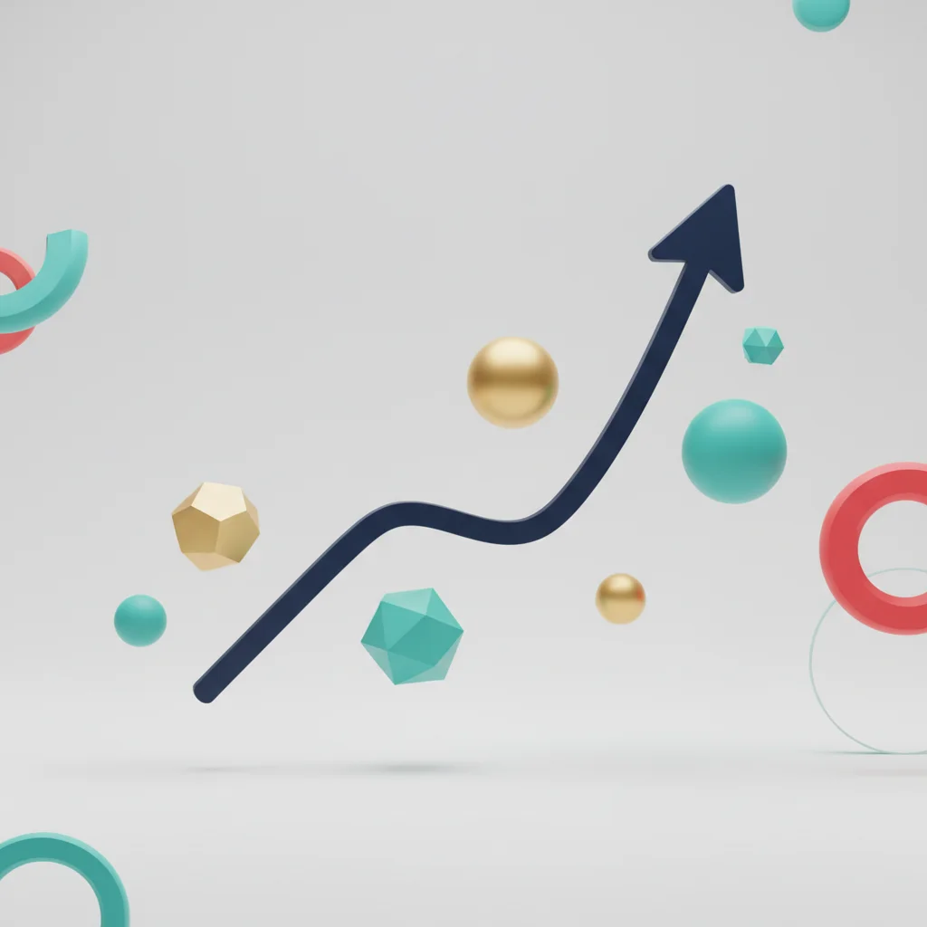 Yükselen bir grafik eğrisi ve üzerinde parlayan yıldız simgeleri olan minimalist iş illüstrasyonu