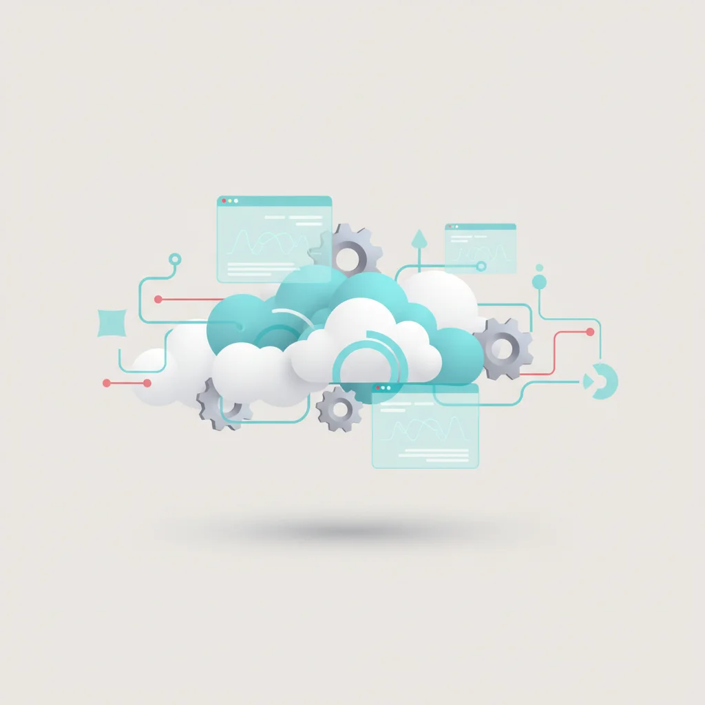 A symbolic editorial illustration depicting cloud synchronization and collaborative digital workspaces for project management