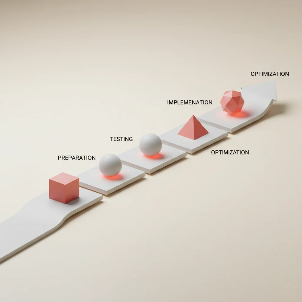 A professional editorial design displaying a dynamic path from requirement analysis to full-scale enterprise launch