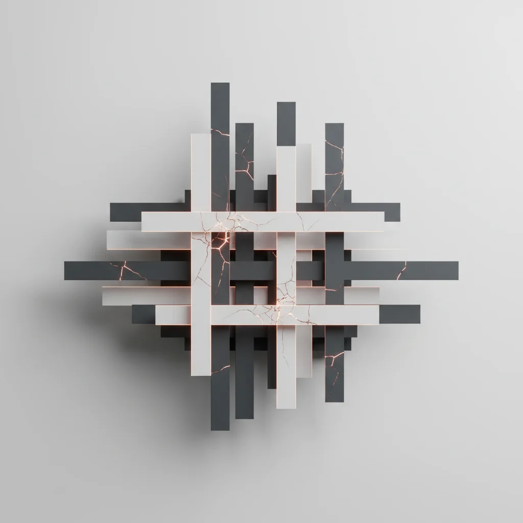 Veri tutarsızlıkları ve hatalı ilişkilendirme risklerini temsil eden soyut editoryal çizim.