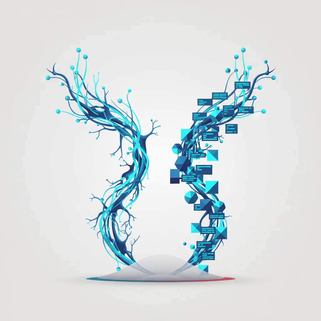 Conceptual editorial art showing two distinct pathways: a human user clicking a cited link and a data bot harvesting backend server information.
