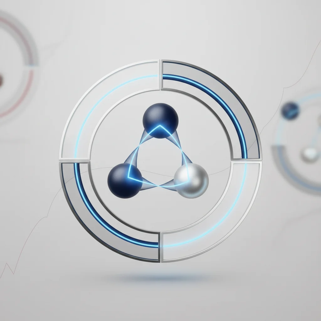 A symbolic editorial graphic showcasing a continuous circular pipeline with discrete, glowing nodes representing sequential development phases