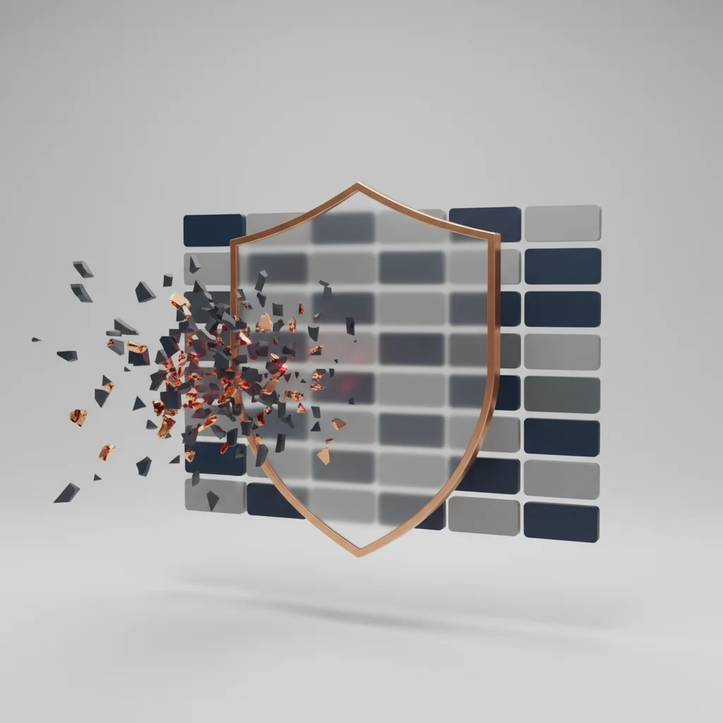 A symbolic digital shield protecting structured data nodes from chaotic and fragmented vectors.
