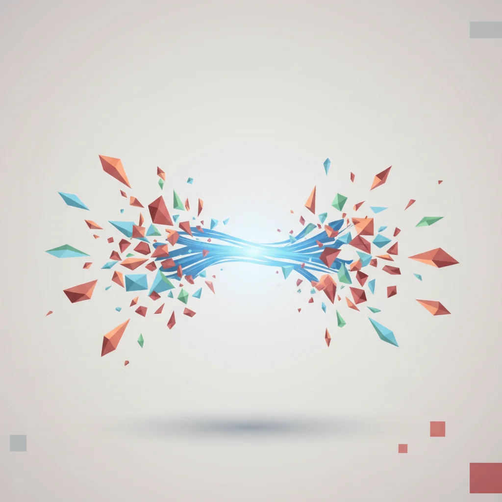 A symbolic editorial illustration depicting fragmented glowing threads of digital communication trying to converge into a central stable conduit, representing focus amidst multi-app chaos.