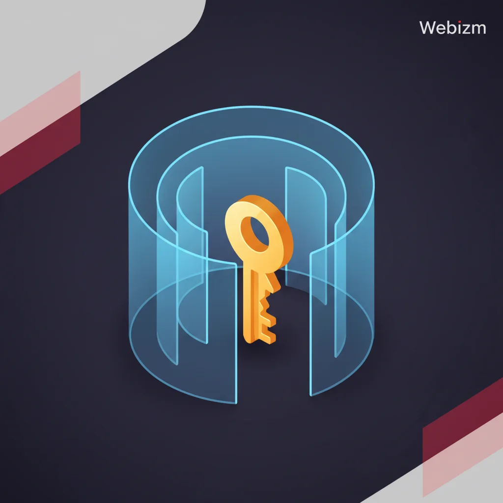 An editorial graphic representing enterprise-grade digital vault security and keys