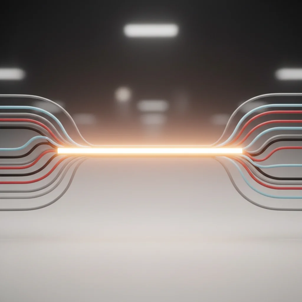 An abstract editorial illustration showing paths of questioning converging into clear, illuminated pathways of information, 16:9 aspect ratio.