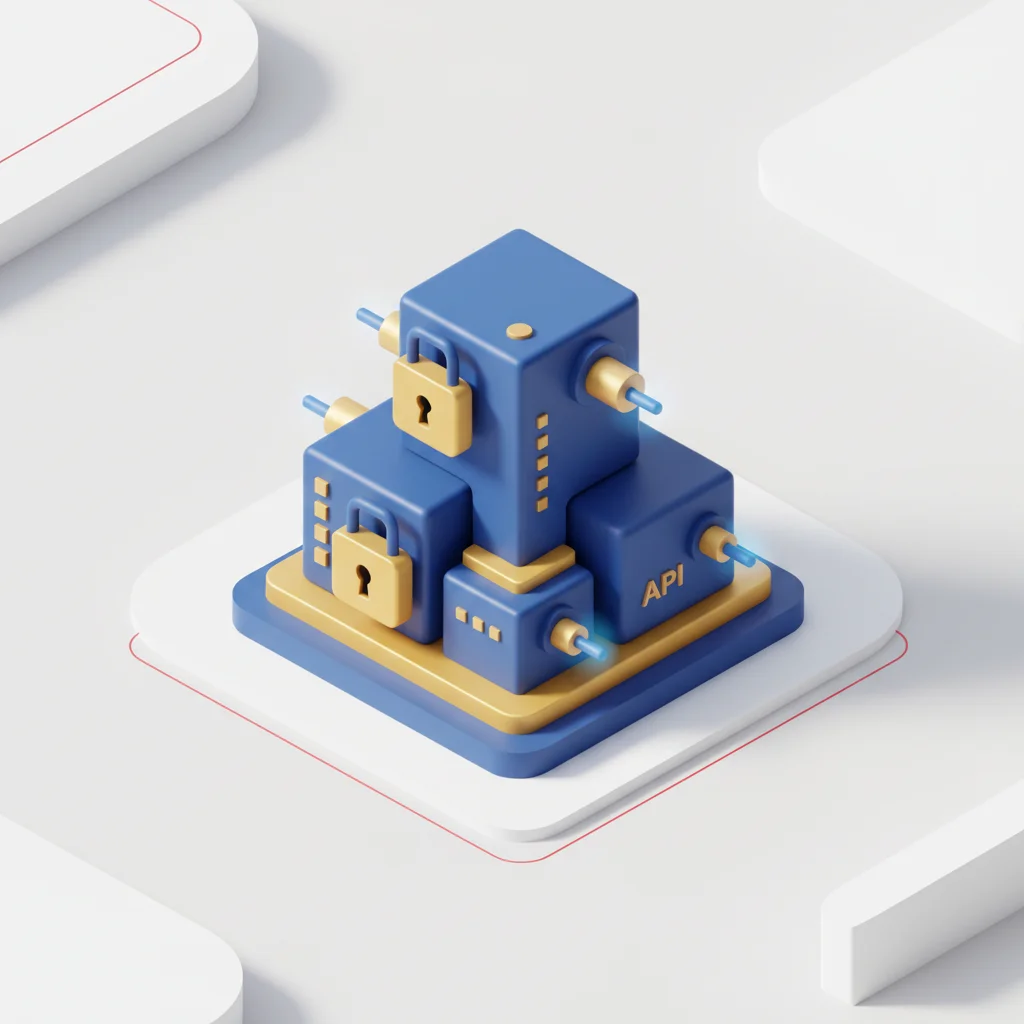 A structured representation of software layers showing modular components, APIs, and security frameworks.