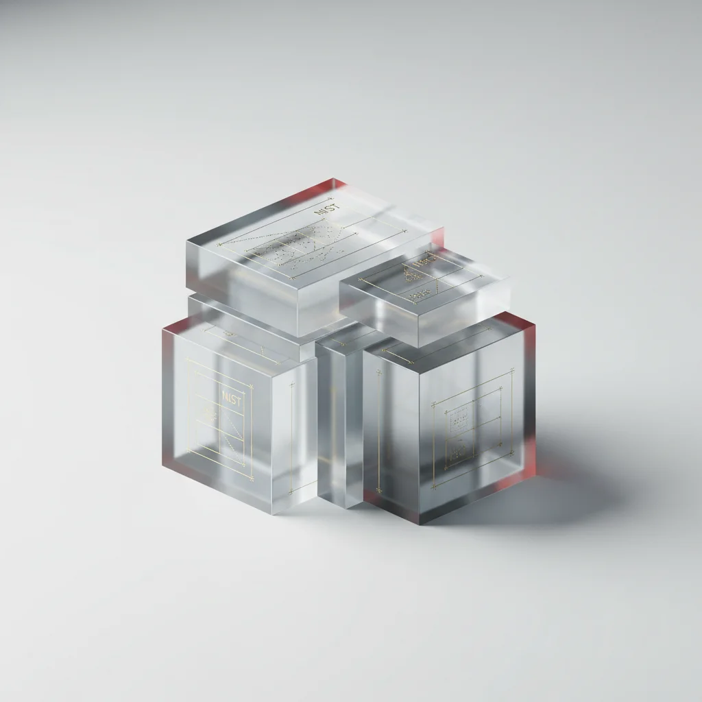 Conceptual illustration of interlocking geometric architectural structures representing international standards and frameworks