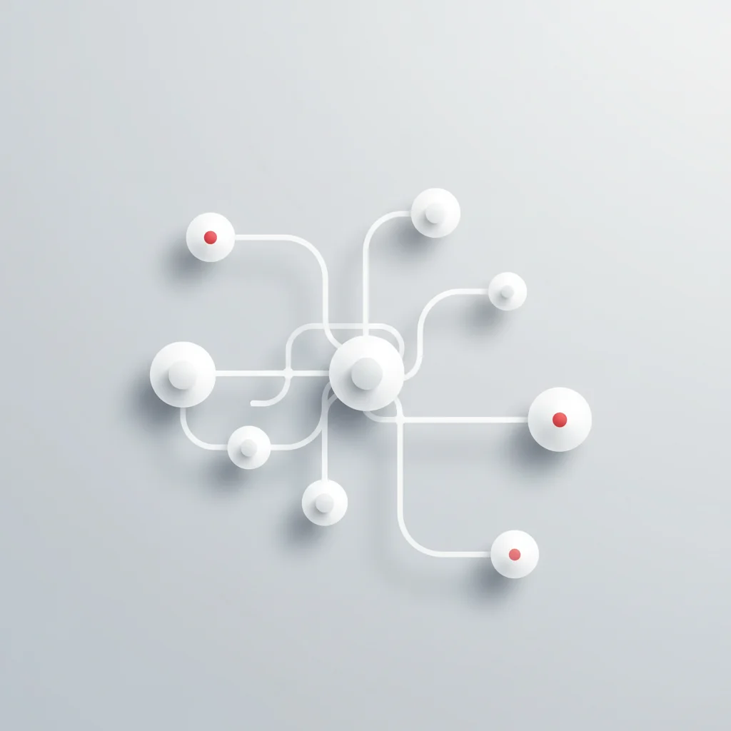 A conceptual illustration of interconnected data nodes representing a clean internal linking hierarchy
