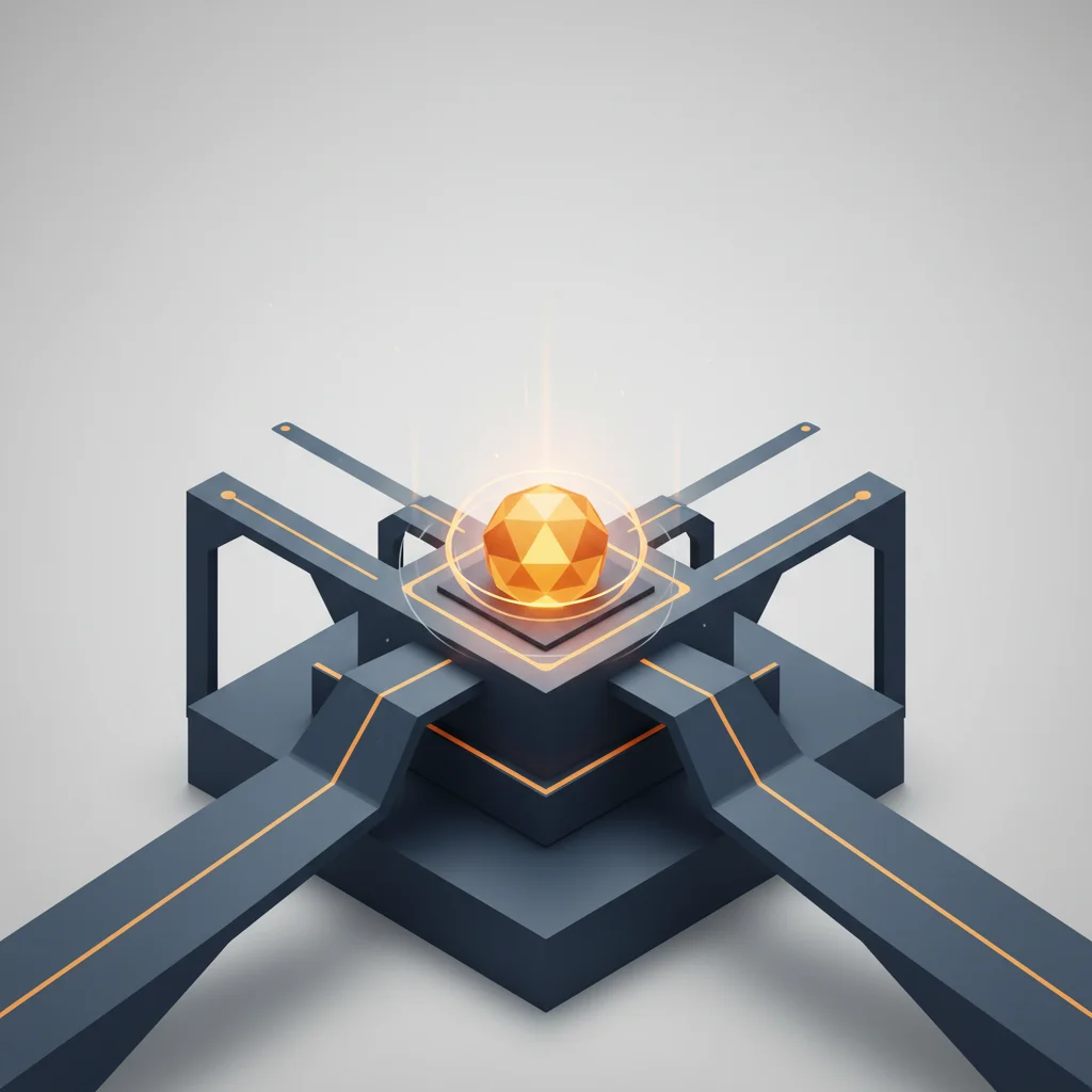 Minimalist geometric illustration representing digital funnel architecture and visual hierarchy