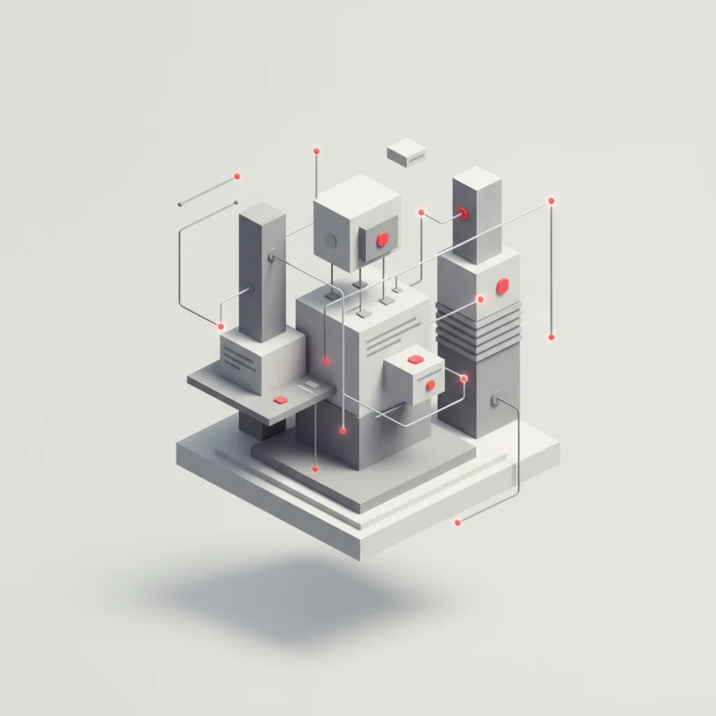 A professional, symbolic 16:9 editorial illustration representing semantic search networks, showing data nodes connecting to form concrete entities for search engines and AI agents.