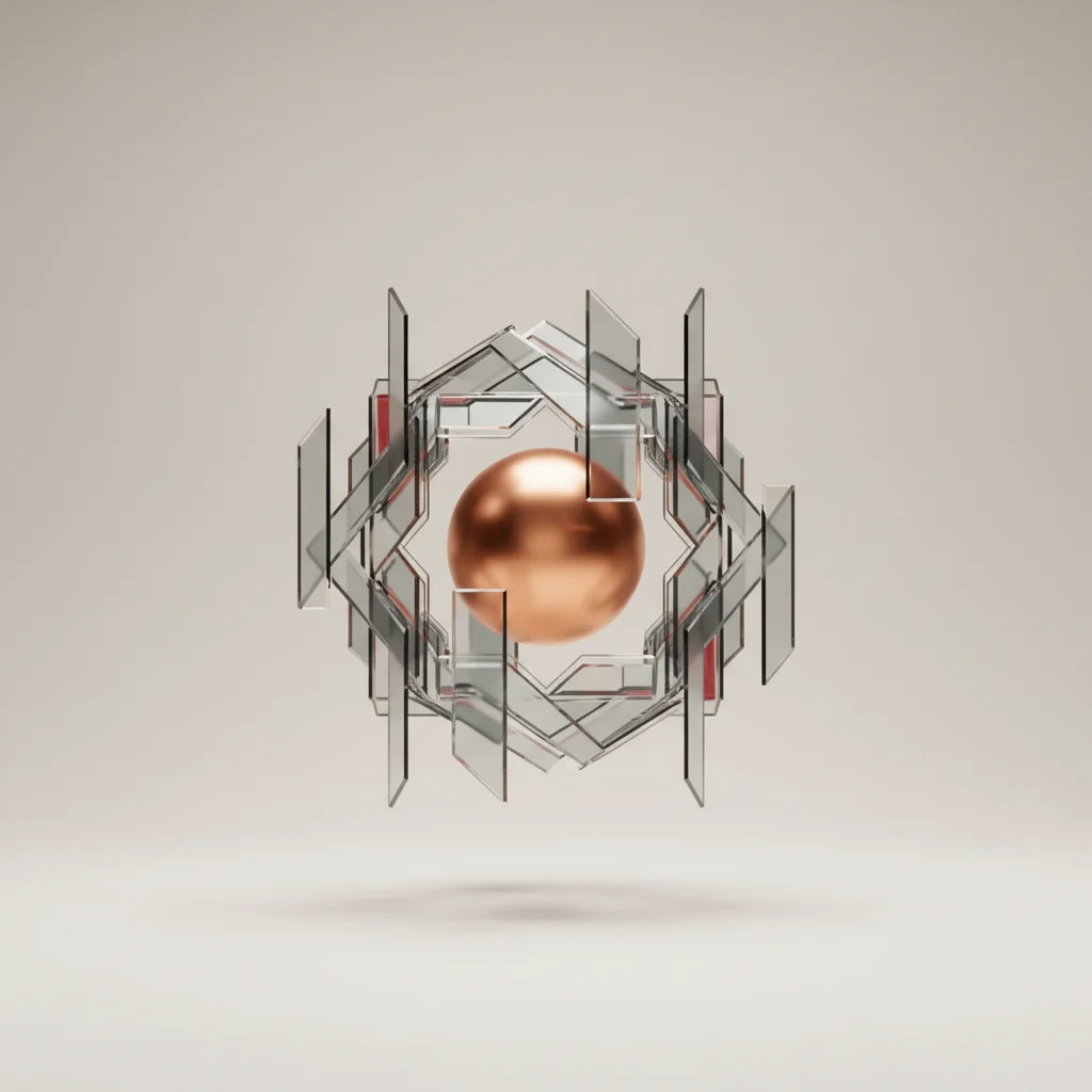 Conceptual editorial artwork representing data verification shields protecting abstract corporate identity structures