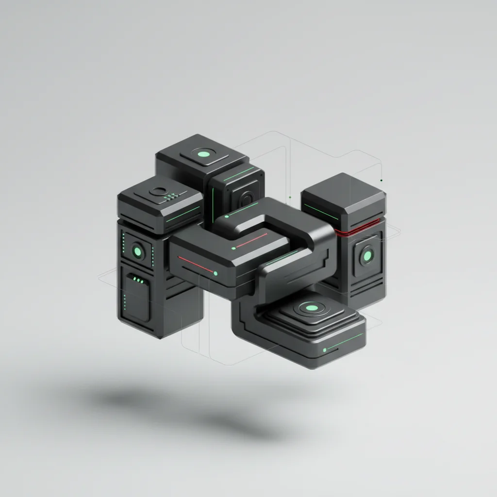 An editorial composition depicting an isolated physical hardware unit surrounded by symbolic digital data streams