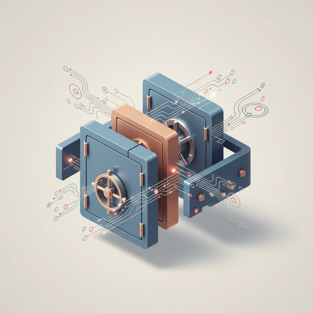 A conceptual modern layout showing physical and cryptographic protection layers