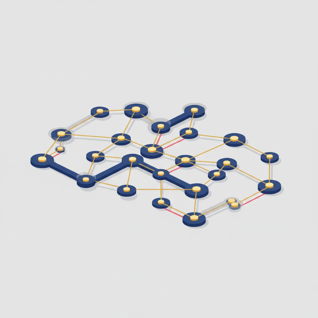 Web sitesi iç link mimarisi ve PageRank otorite aktarımını gösteren soyut ağ bağlantıları çizimi