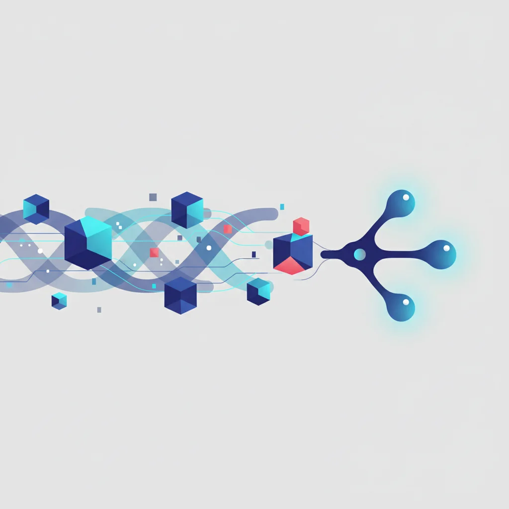 Conceptual editorial illustration depicting digital visual assets accelerating through an efficient search architecture