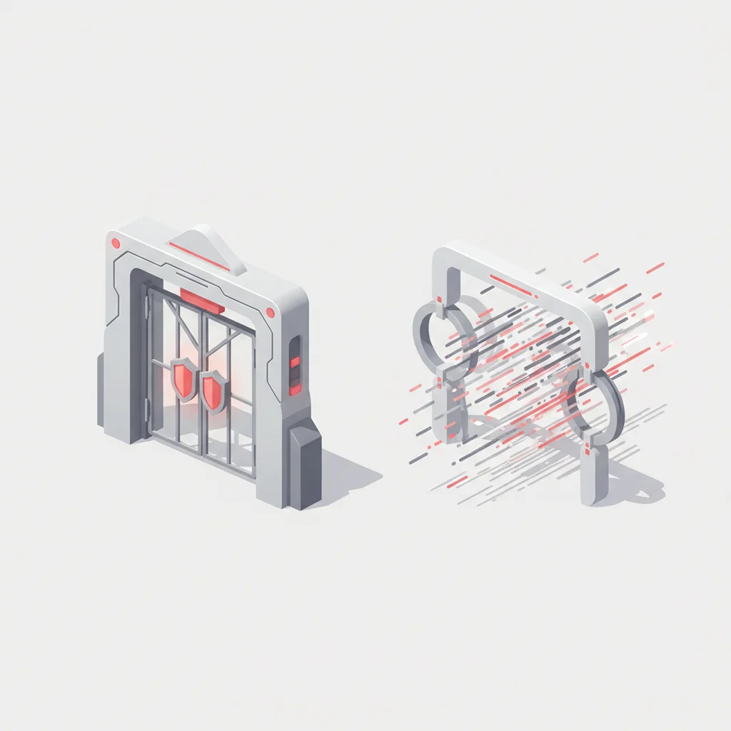 Two symbolic gates representing digital publishing gateways, one highly structured and the other open