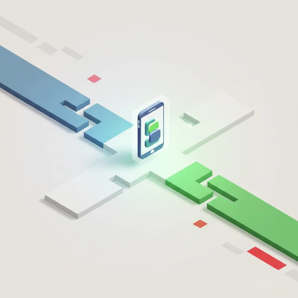 Minimalist conceptual editorial illustration representing strategic choice between two paths