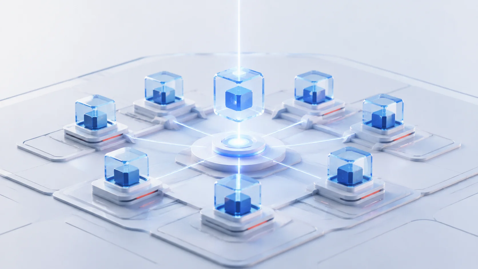 Kubernetes'in otomatik ölçeklendirme ve yük dengeleme işlevlerini simgeleyen modern bir illüstrasyon