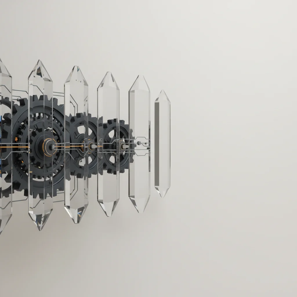 Symbolic editorial illustration depicting enterprise governance, cybersecurity, and hardware infrastructure balance