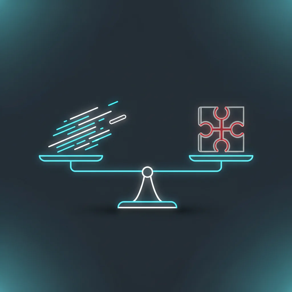 A symbolic abstract representation of business metrics, balance, and strategic analysis