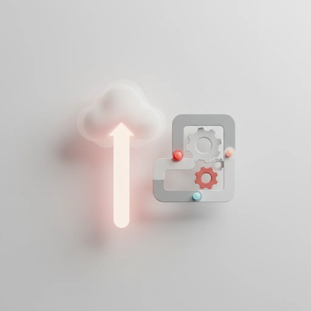 A symbolic abstract illustration comparing a streamlined cloud data stream and a modular open architectural framework