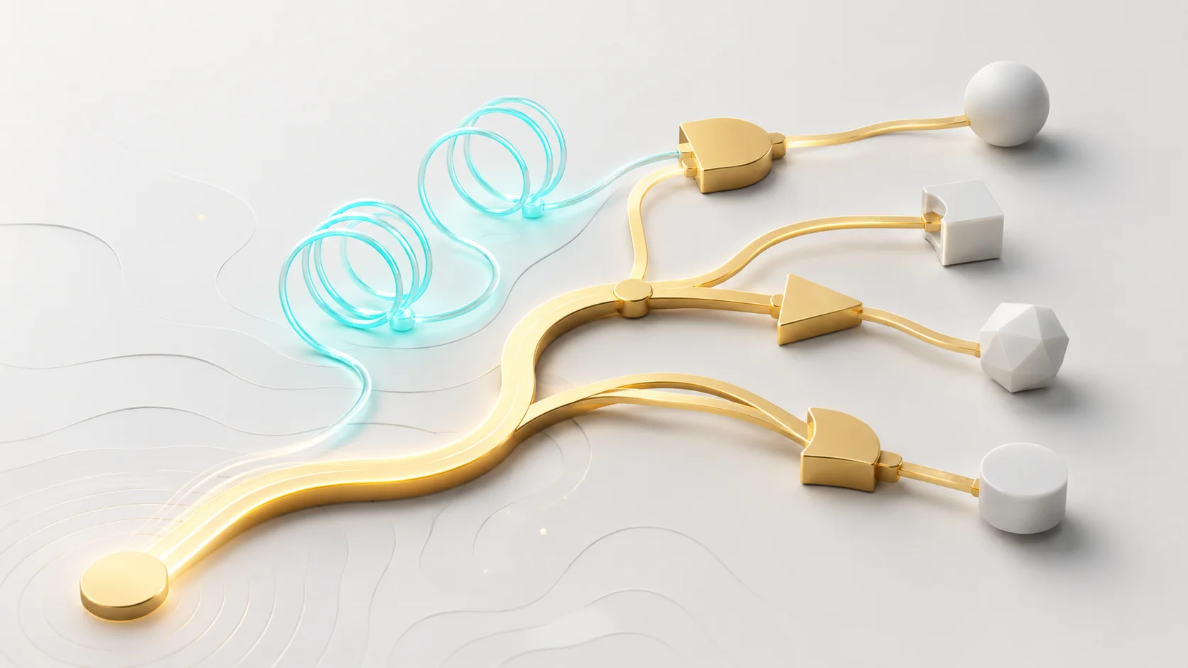 Mantıksal karar ağaçlarını ve döngüsel süreçleri temsil eden minimalist illüstrasyon