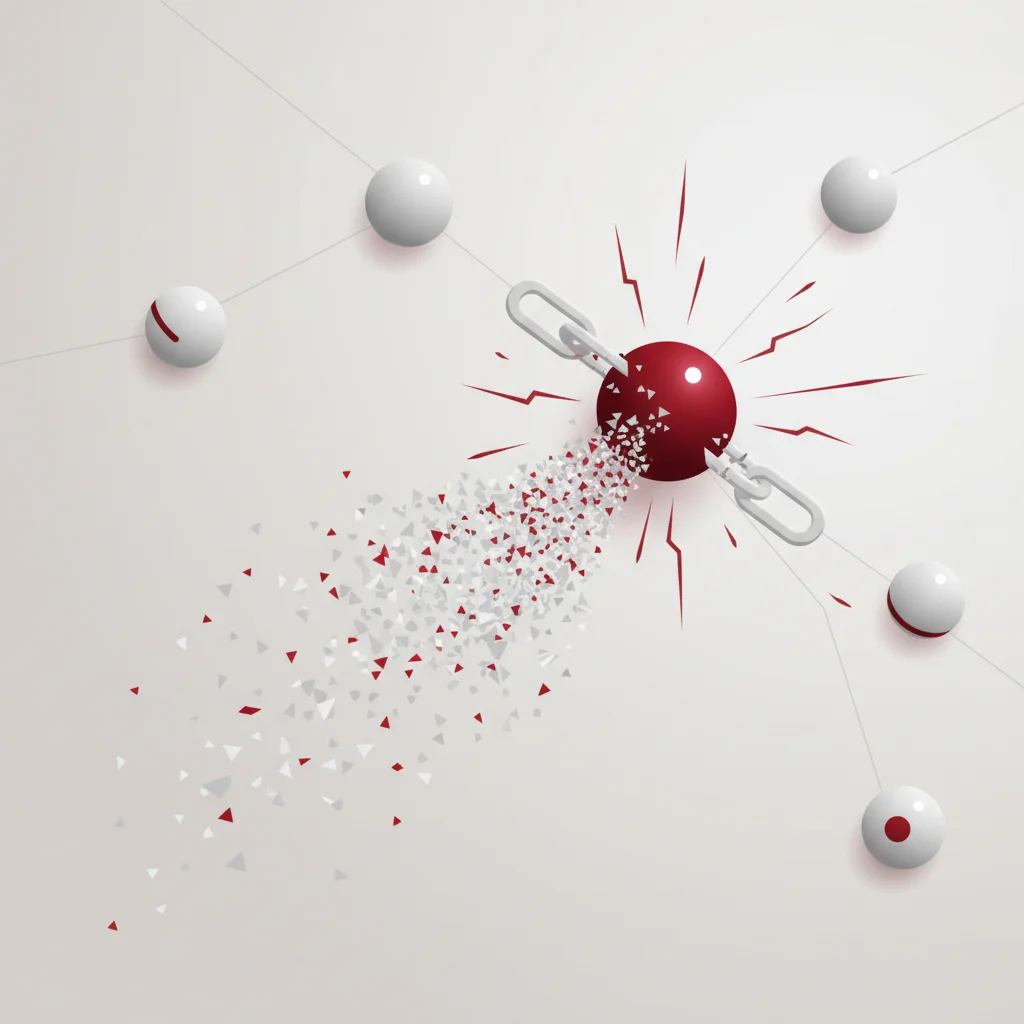A symbolic depiction of broken digital chains and exposed credential records