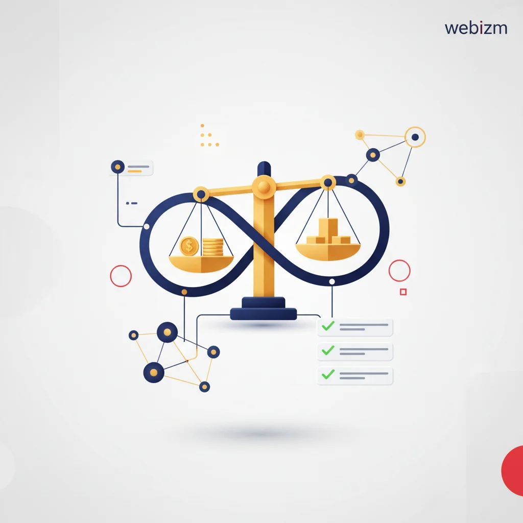 İletişim, proje yönetimi, CRM ve finans başlıklarını temsil eden soyut modern tasarım