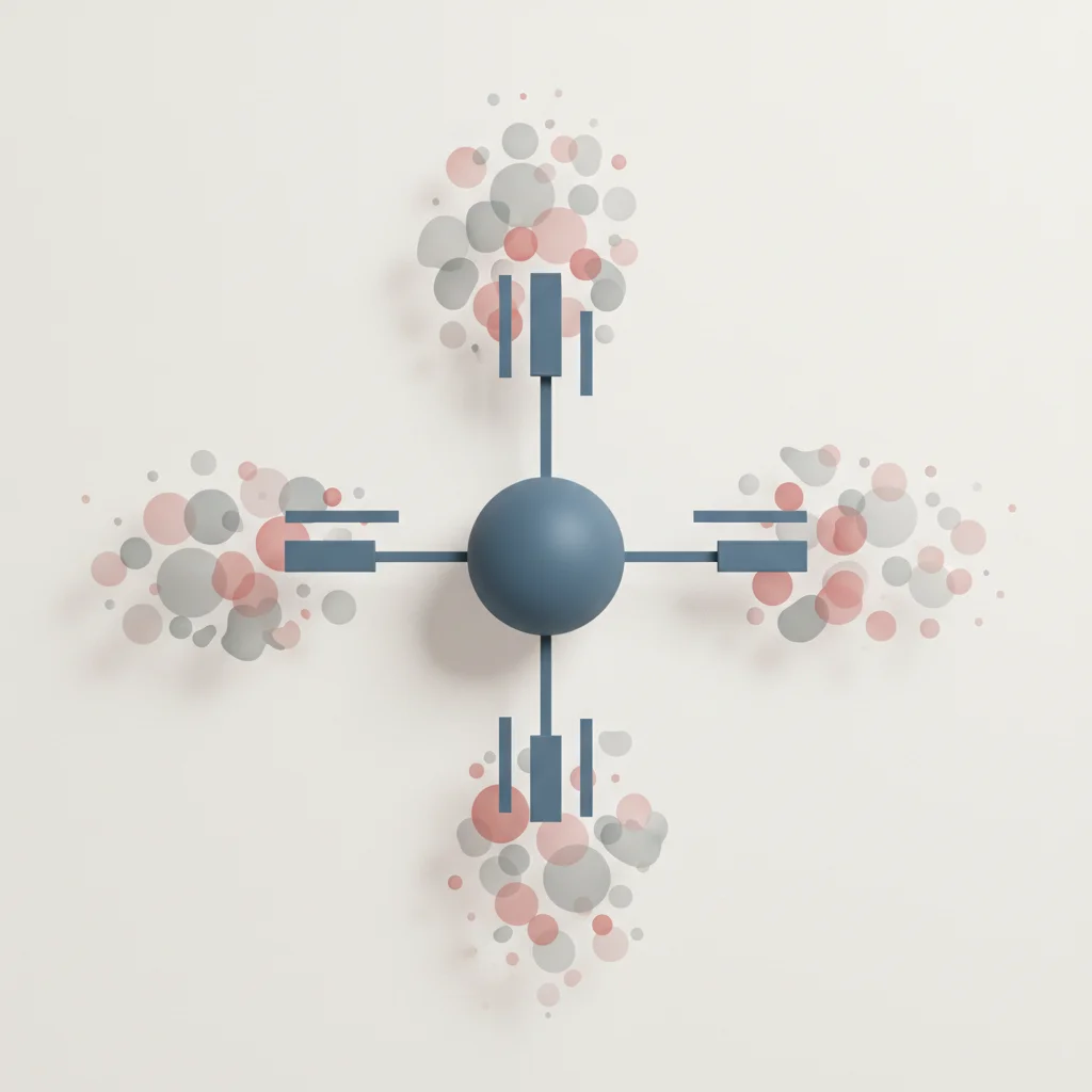 A professional slate-blue thematic vector illustration showing a network node splitting into semantic clouds and real-time generation paths.