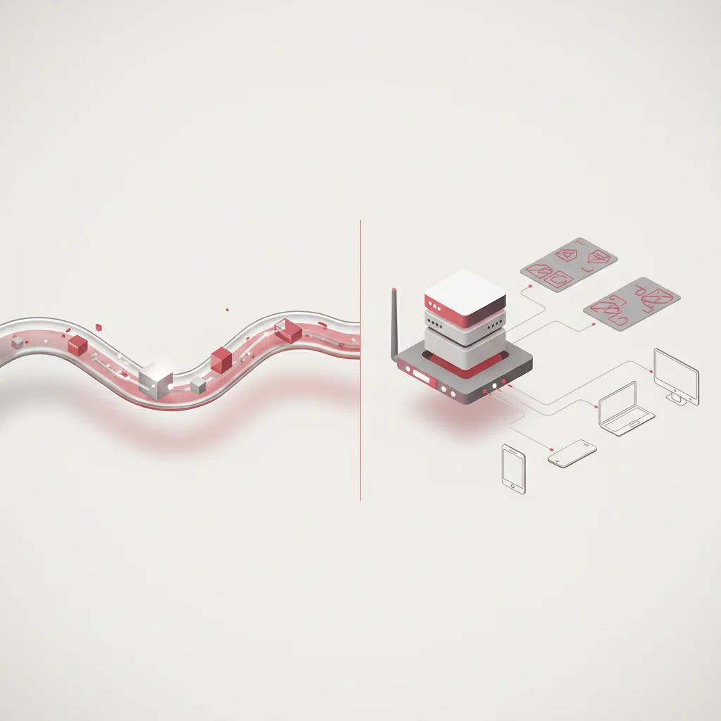 A comparison visualization between dynamic client scaling and server-side device detection rendering.