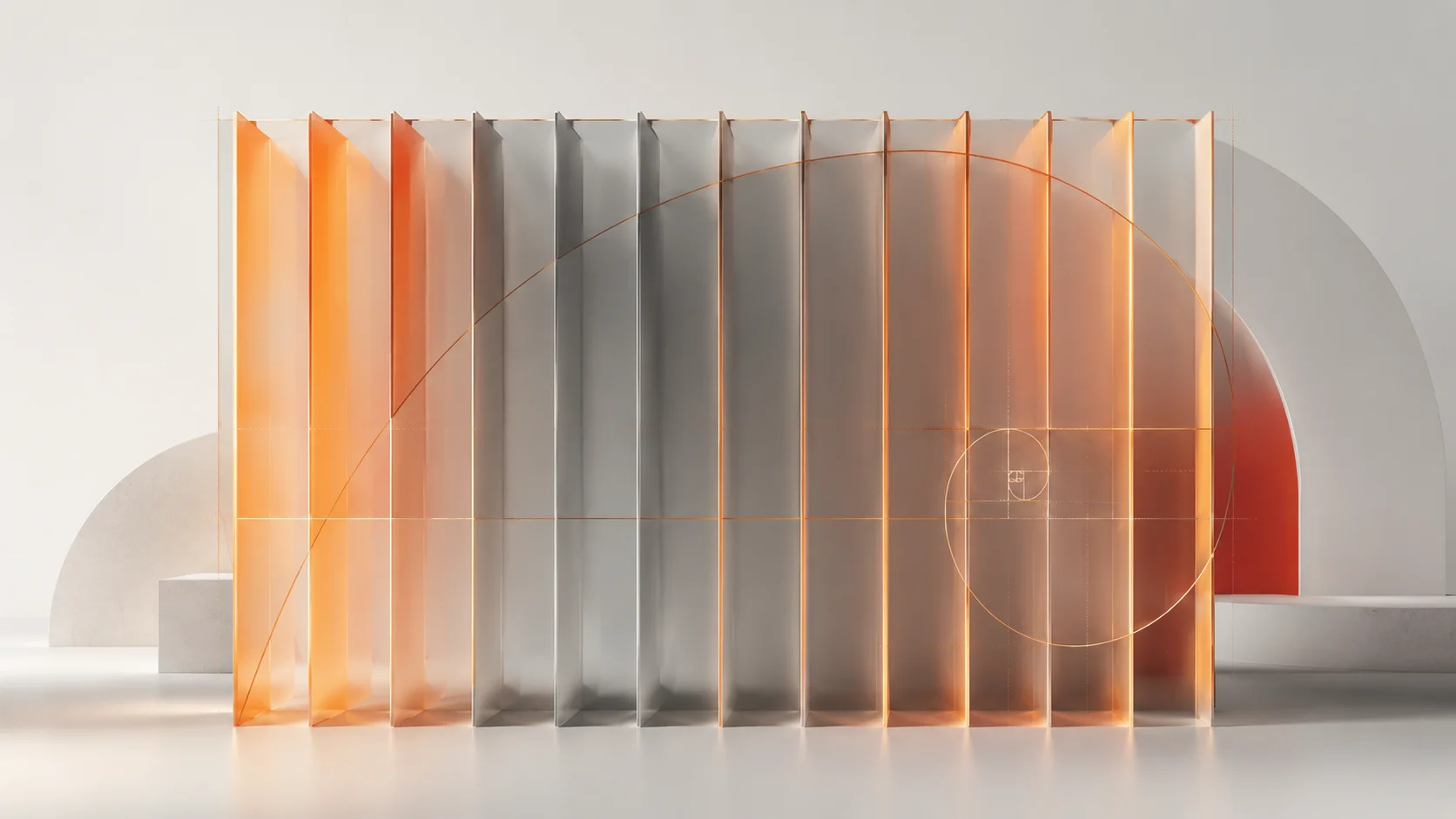 A modern abstract visualization of a 12-column layout split into different geometric proportions