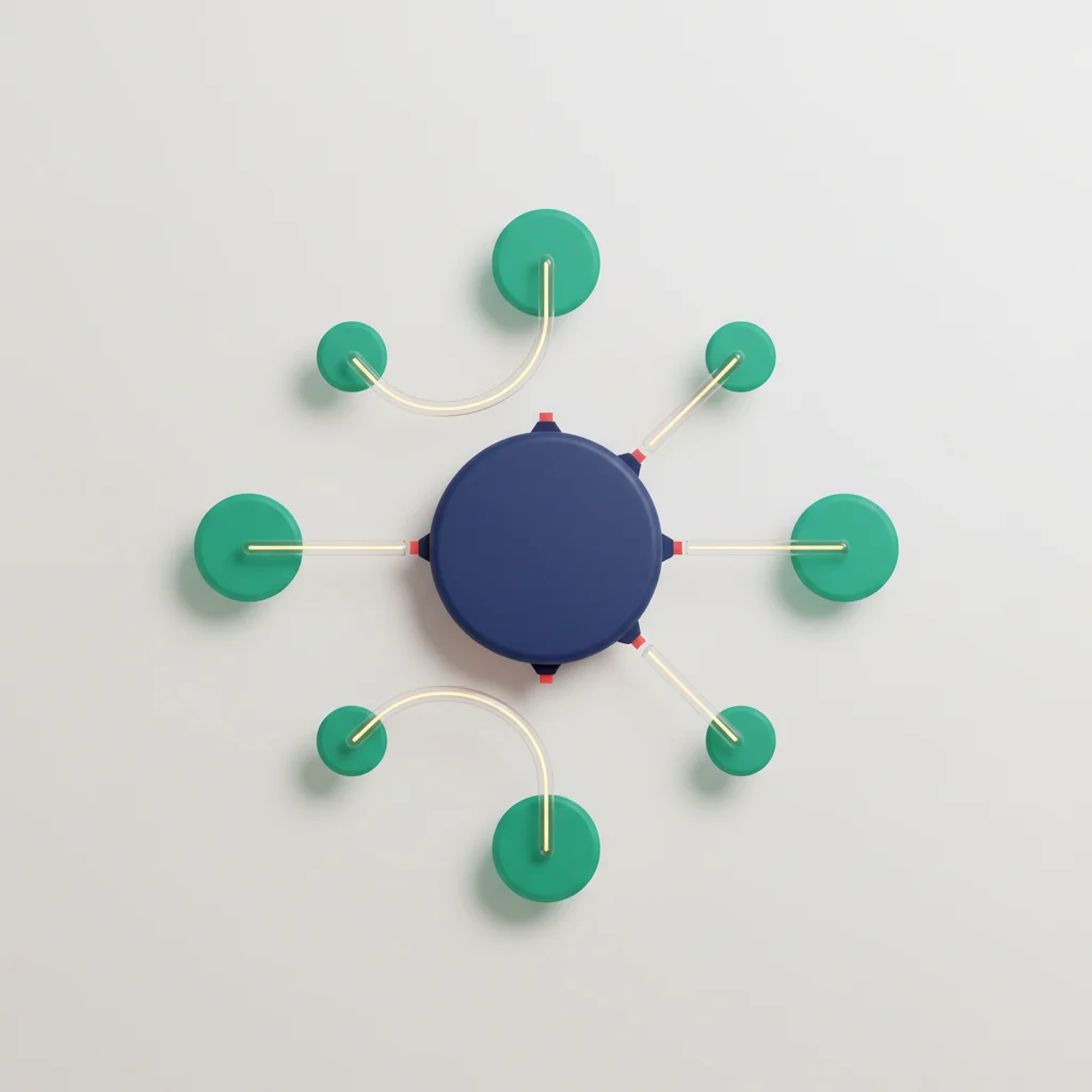 A symbolic visual representation of the hub and spoke model for website content