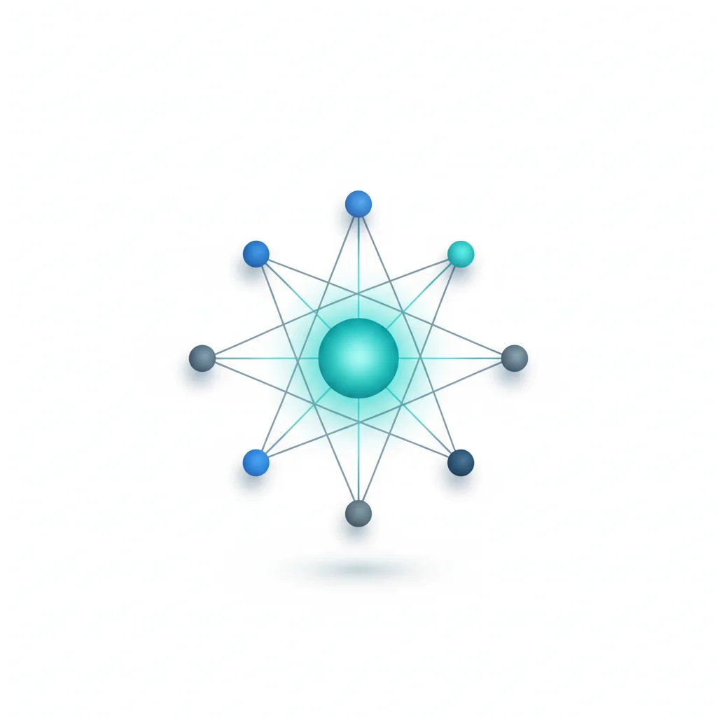 A symbolic editorial illustration depicting structured content nodes in a clean network style